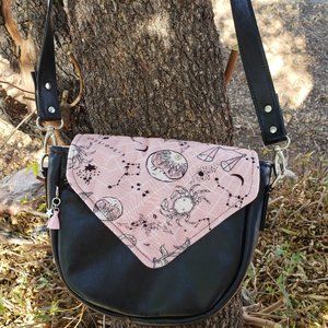 Celestial Pink Black Vinyl Purse